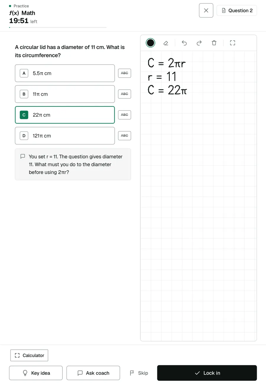 On a tablet: the same note from the coach beside the working.